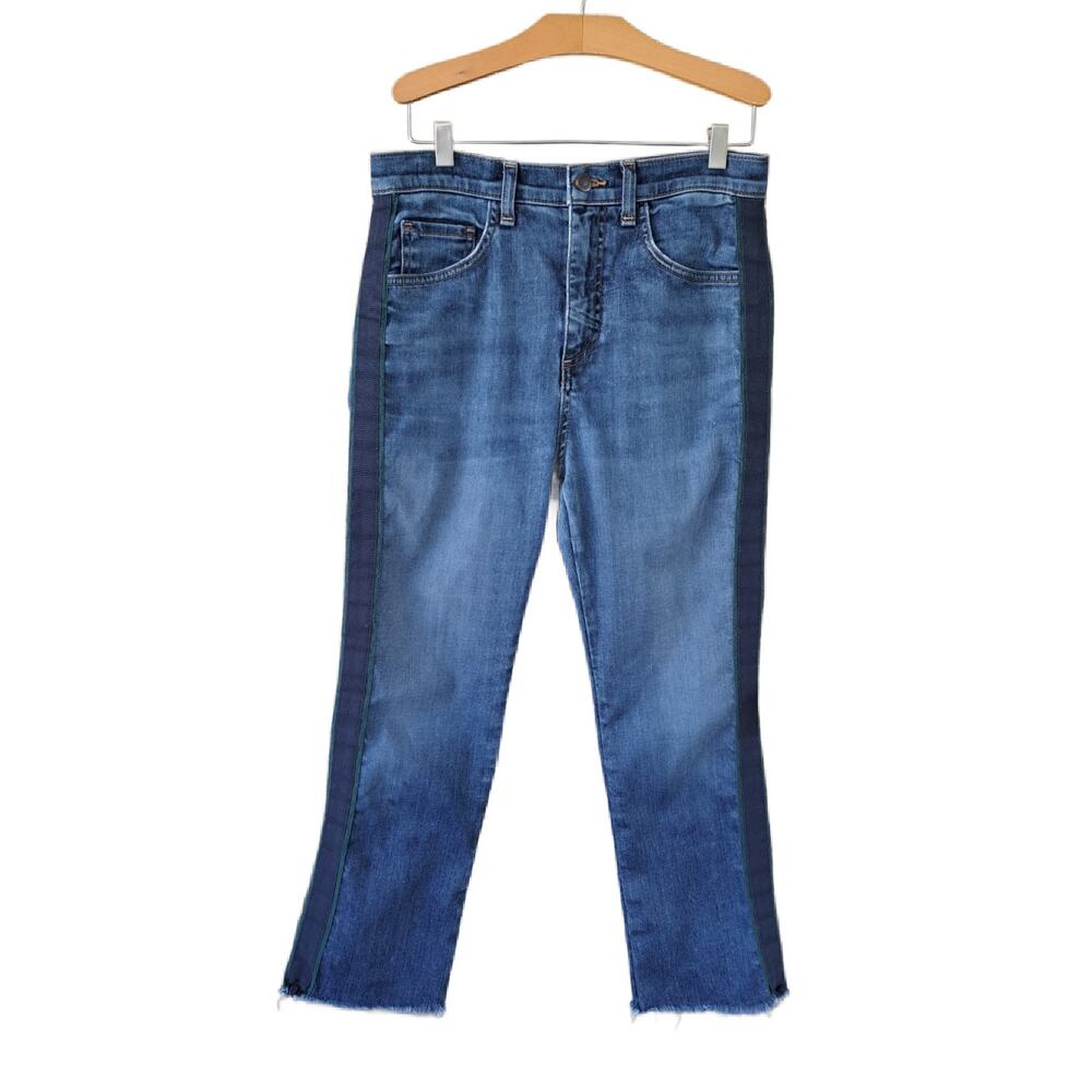 VERONICA BEARD Carly Kick Flare High Waist Crop Side Stripe Jeans Size 6/28 - Picture 2 of 11